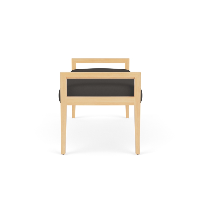 Lesro Brooklyn Waiting Reception 2 Seat Bench Wood Frame in Gray