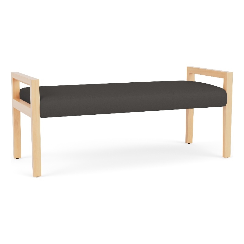Lesro Brooklyn Waiting Reception 2 Seat Bench Wood Frame in Gray