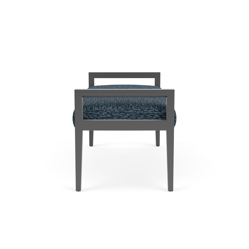 Lesro Brooklyn Waiting Reception 2 Seat Bench Wood Frame in Blue