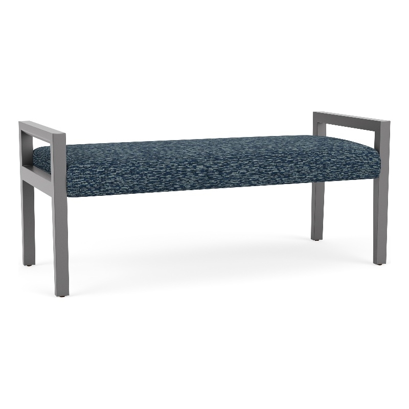 Lesro Brooklyn Waiting Reception 2 Seat Bench Wood Frame in Blue