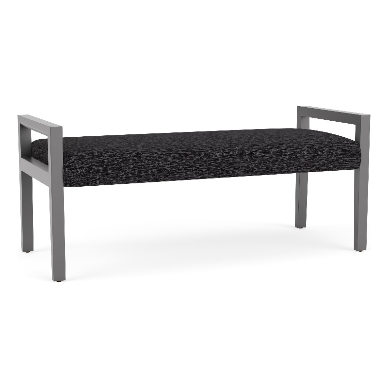 Lesro Brooklyn Waiting Reception 2 Seat Bench Wood Frame in Gray