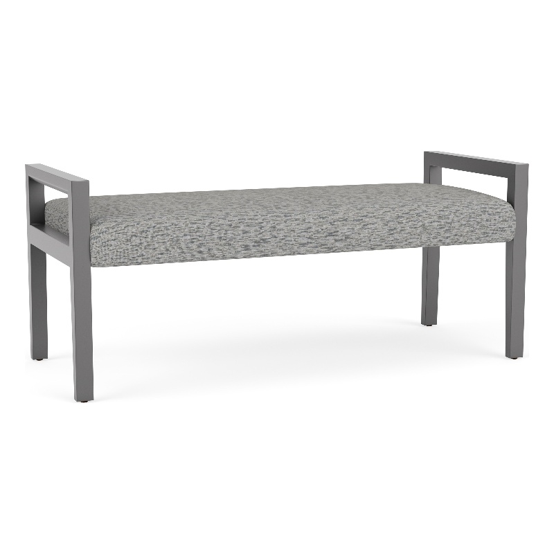 Lesro Brooklyn Waiting Reception 2 Seat Bench Wood Frame in Gray
