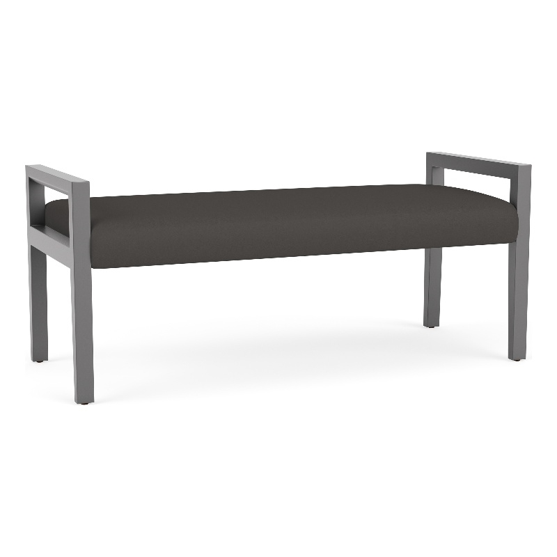 Lesro Brooklyn Waiting Reception 2 Seat Bench Wood Frame in Gray