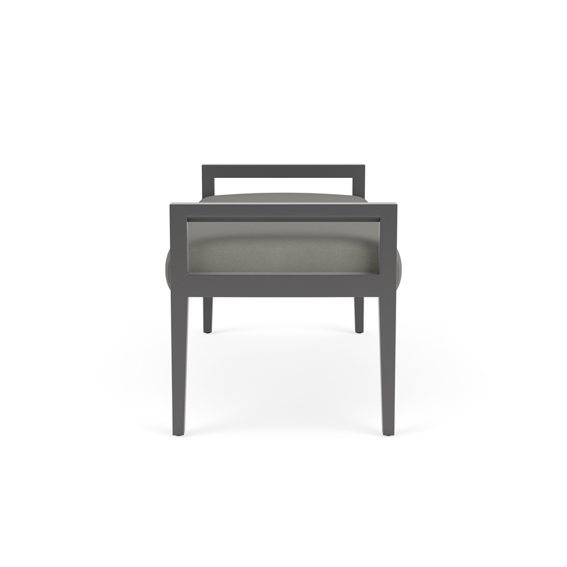 Lesro Brooklyn Waiting Reception 2 Seat Bench Wood Frame in Gray