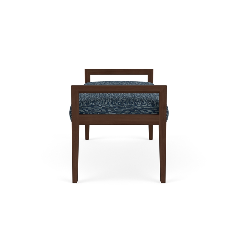 Lesro Brooklyn Waiting Reception 2 Seat Bench Wood Frame in Blue