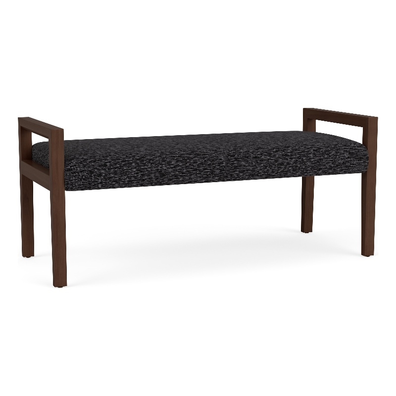 Lesro Brooklyn Waiting Reception 2 Seat Bench Wood Frame in Gray