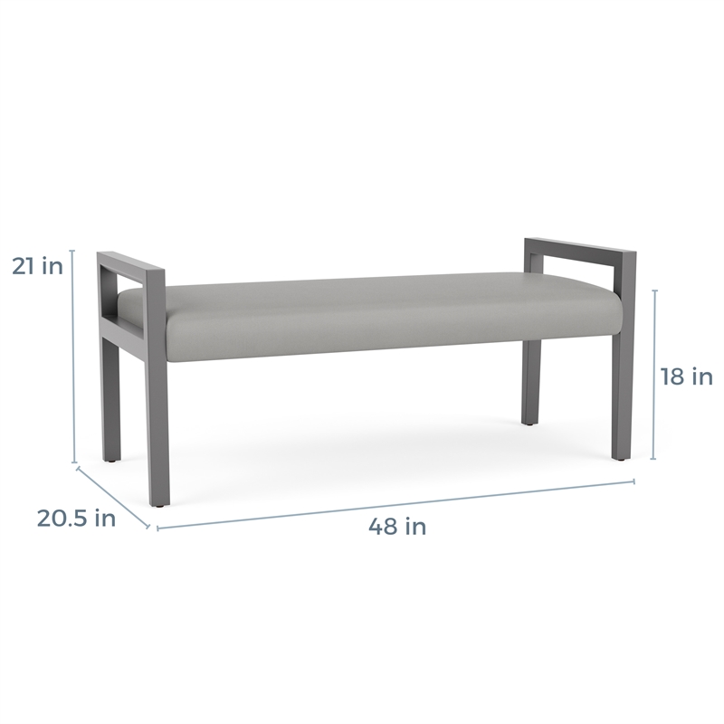 Lesro Brooklyn Waiting Reception 2 Seat Bench Wood Frame in Gray