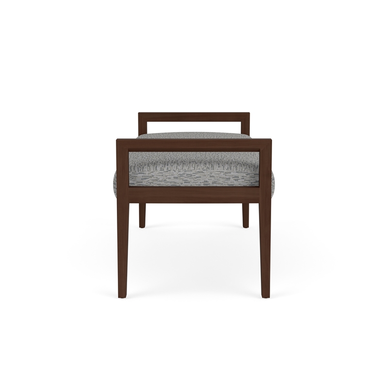 Lesro Brooklyn Waiting Reception 2 Seat Bench Wood Frame in Gray