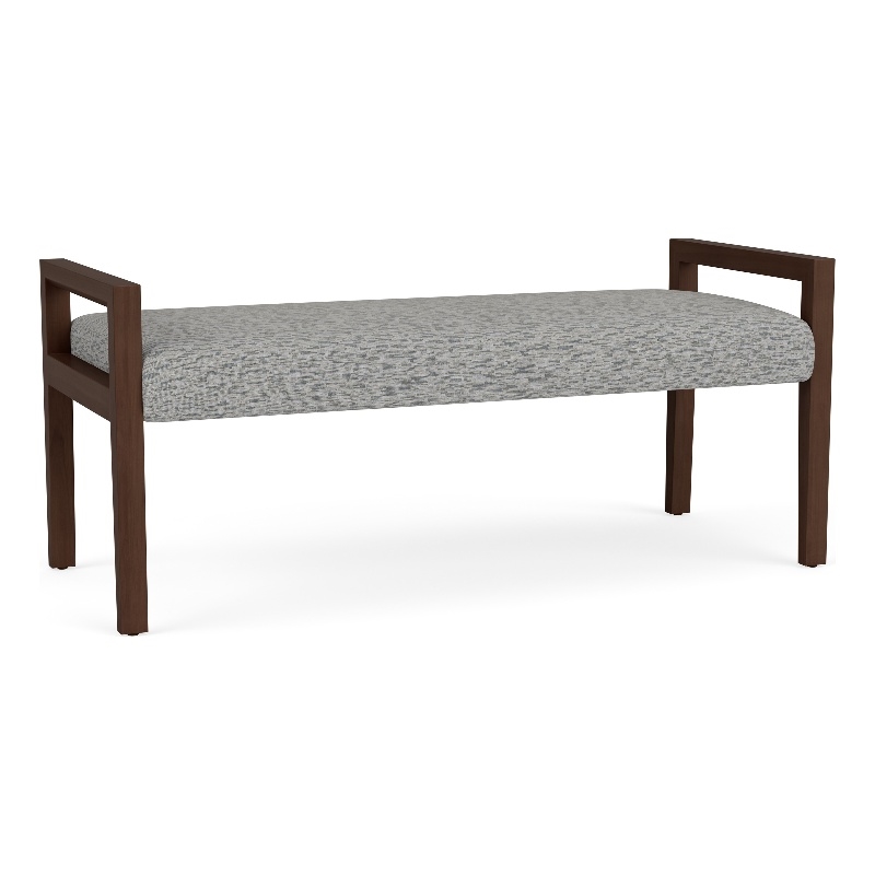 Lesro Brooklyn Waiting Reception 2 Seat Bench Wood Frame in Gray