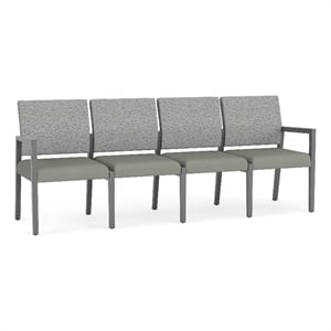 Lesro Brooklyn Waiting Reception 4 Seat Tandem Seating No Center Arms in Gray