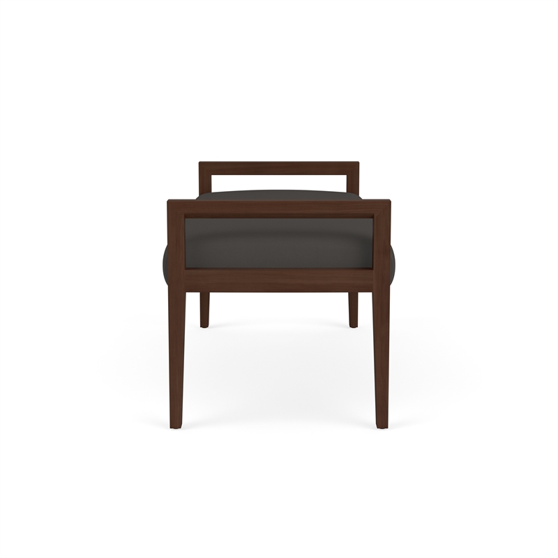 Lesro Brooklyn Waiting Reception 2 Seat Bench Wood Frame in Gray