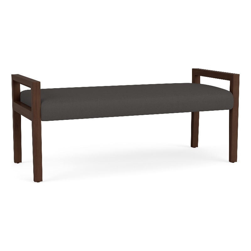 Lesro Brooklyn Waiting Reception 2 Seat Bench Wood Frame in Gray