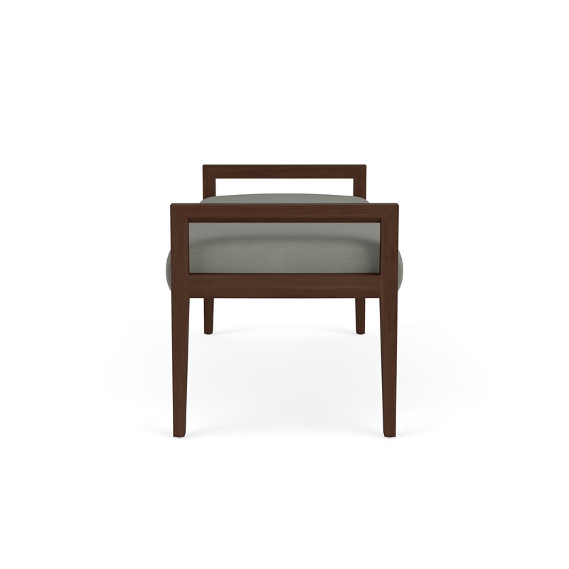 Lesro Brooklyn Waiting Reception 2 Seat Bench Wood Frame in Gray