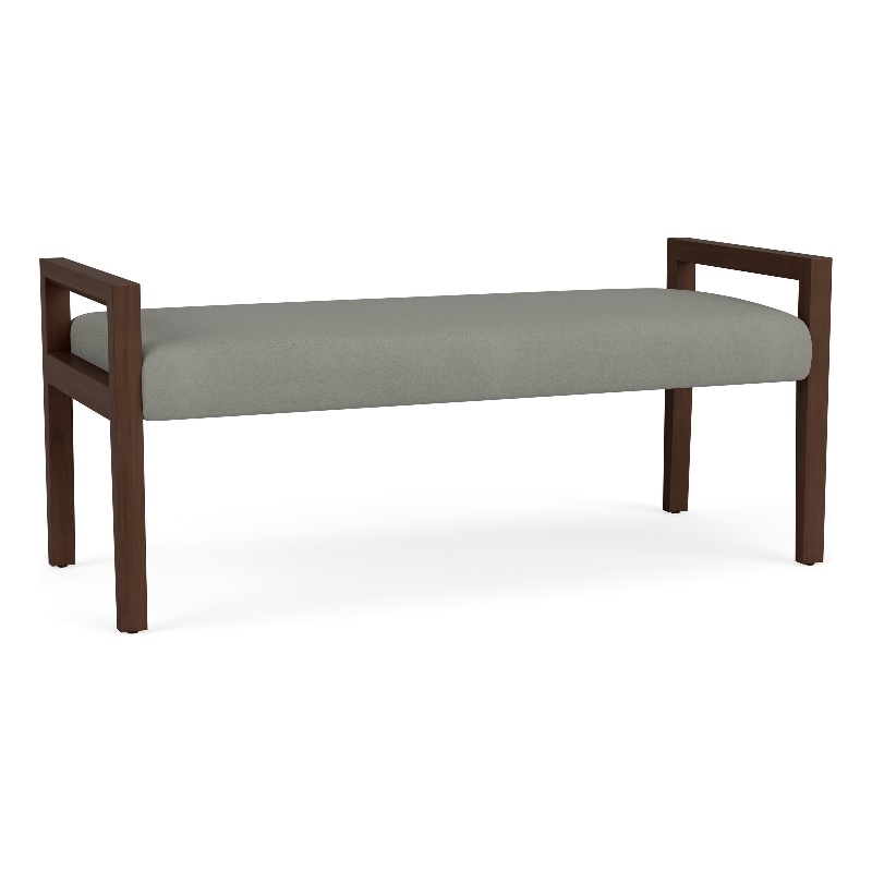 Lesro Brooklyn Waiting Reception 2 Seat Bench Wood Frame in Gray