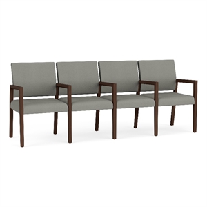 Lesro Brooklyn Waiting Reception 4 Seat Tandem Seating Wood Frame in Gray