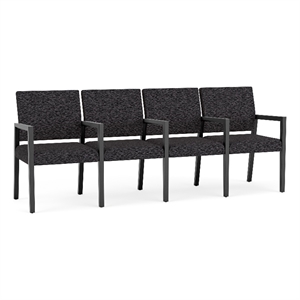 Lesro Brooklyn Waiting Reception 4 Seat Tandem Seating Wood Frame in Black