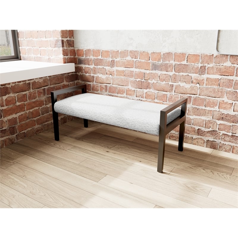 Lesro Brooklyn Waiting Reception 2 Seat Bench Wood Frame in Gray