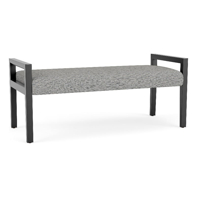 Lesro Brooklyn Waiting Reception 2 Seat Bench Wood Frame in Gray