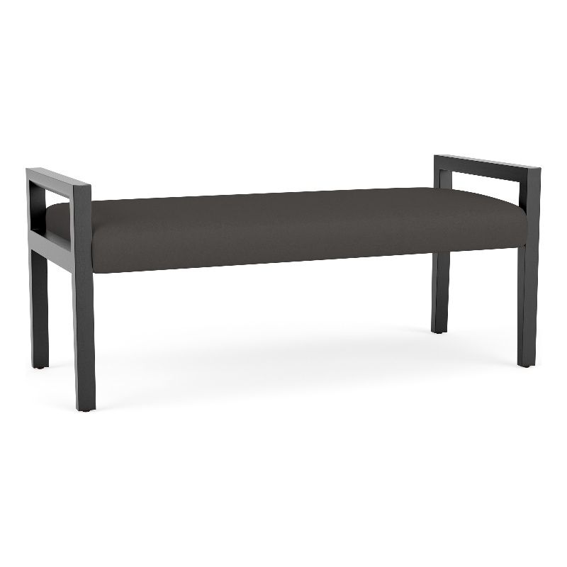 Lesro Brooklyn Waiting Reception 2 Seat Bench Wood Frame in Gray