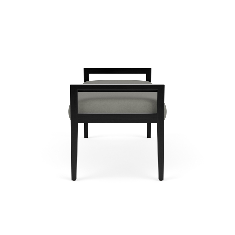 Lesro Brooklyn Waiting Reception 2 Seat Bench Wood Frame in Gray