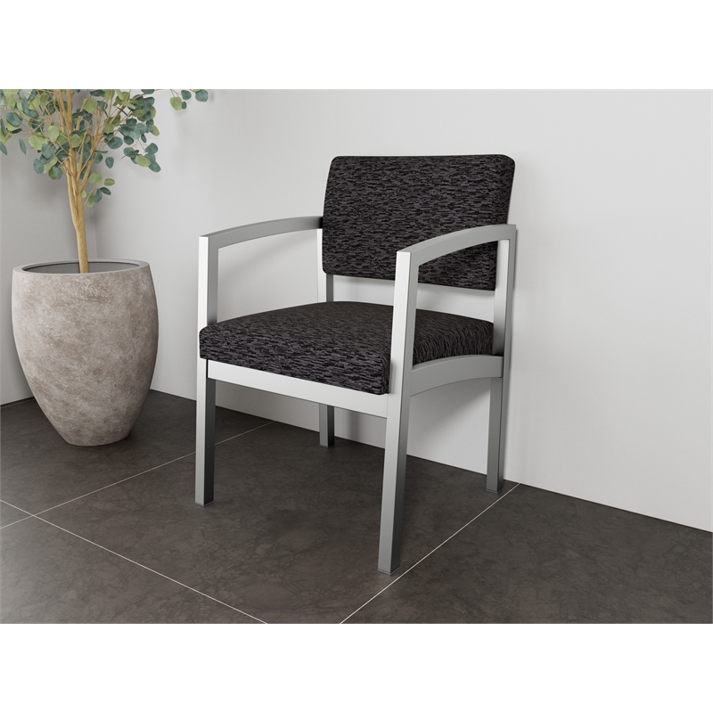 Lesro Industries Steel Waiting Reception Guest Chair Steel Frame in Black
