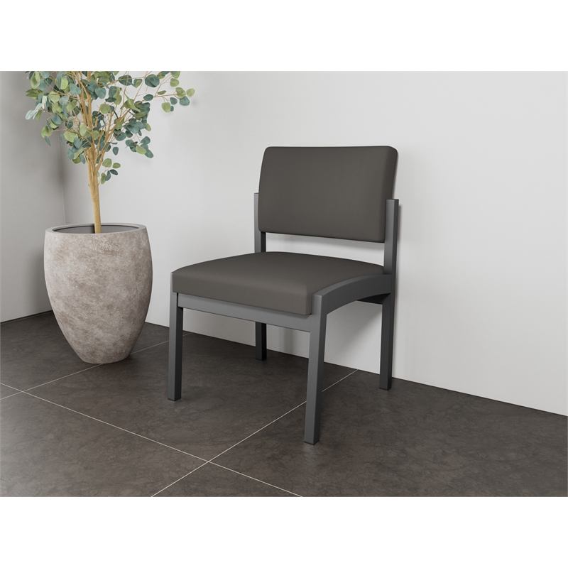 Lesro Industries Steel Waiting Reception Armless Guest Chair in Gray