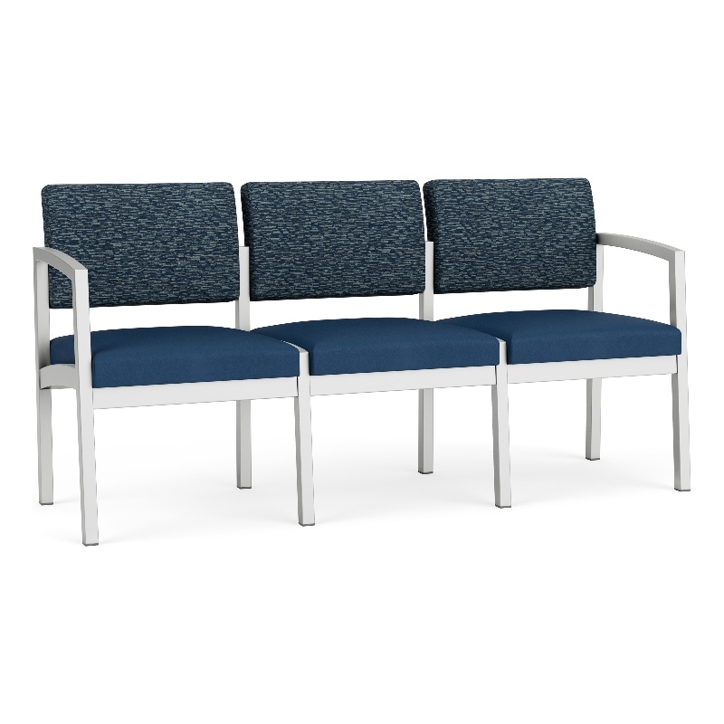 Lesro Industries Steel Waiting Reception 3 Seat Sofa Steel Frame in Brown
