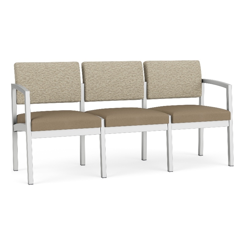 Lesro Industries Steel Waiting Reception 3 Seat Sofa Steel Frame in Gray