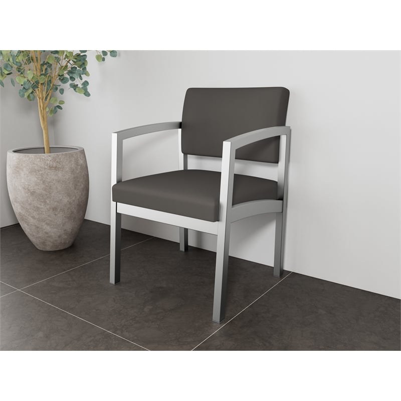 Lesro Industries Steel Waiting Reception Guest Chair Steel Frame in Gray