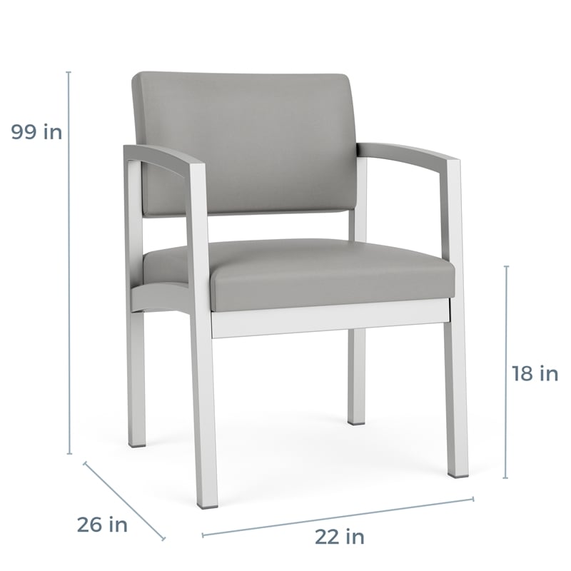 Lesro Industries Steel Waiting Reception Guest Chair Steel Frame in Gray