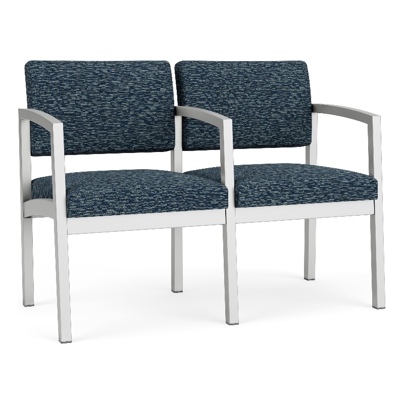 Lesro Industries Steel Waiting Reception 2 Seat Tandem Seating in Blue