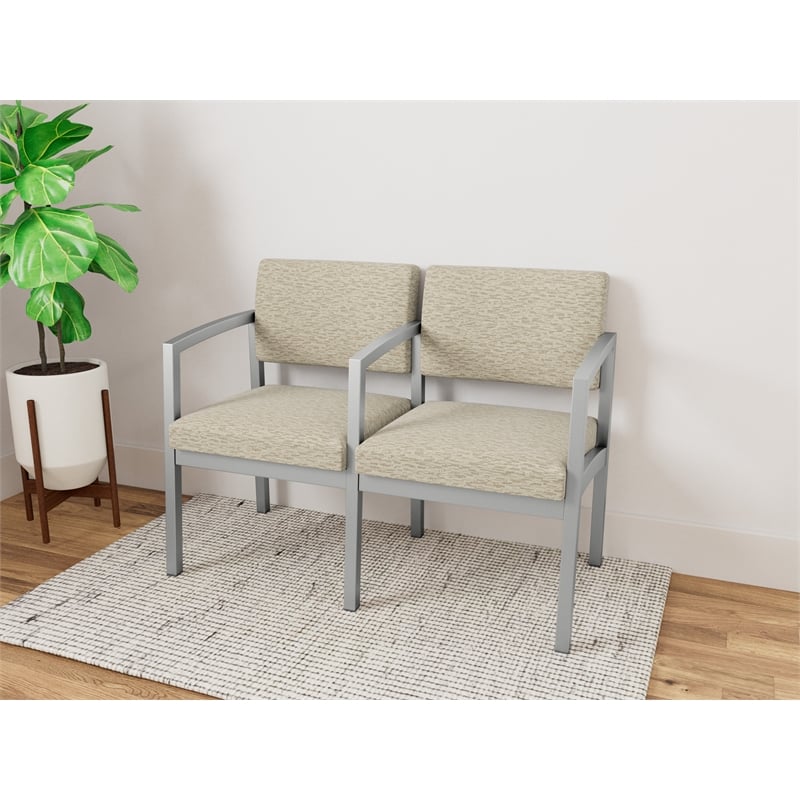 Lesro Industries Steel Waiting Reception 2 Seat Tandem Seating in Brown