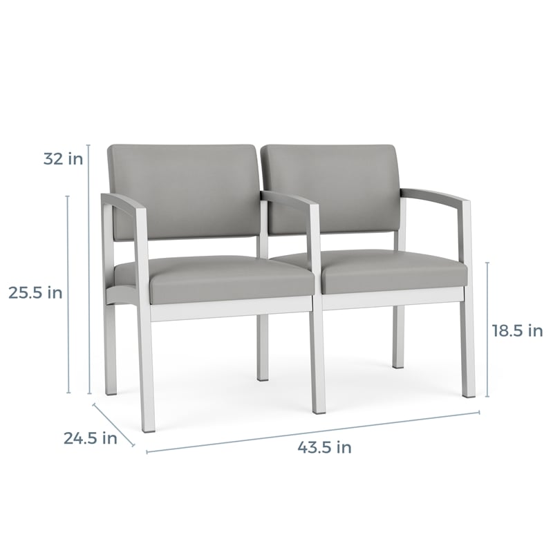 Lesro Industries Steel Waiting Reception 2 Seat Tandem Seating in Brown