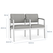 Lesro Industries Steel Waiting Reception 2 Seat Tandem Seating in Gray