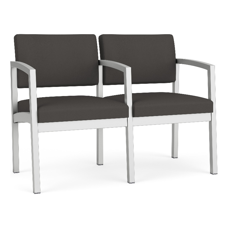 Lesro Industries Steel Waiting Reception 2 Seat Tandem Seating in Gray