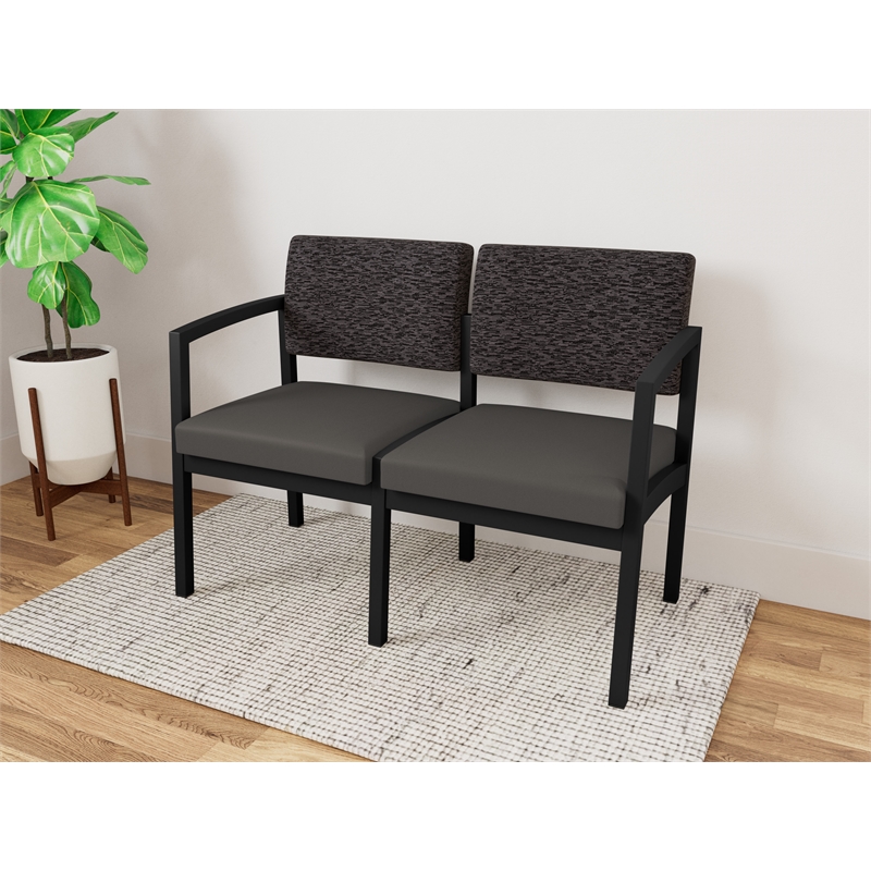 Lesro Industries Steel Waiting Reception 2 Seat Sofa Steel Frame in Gray