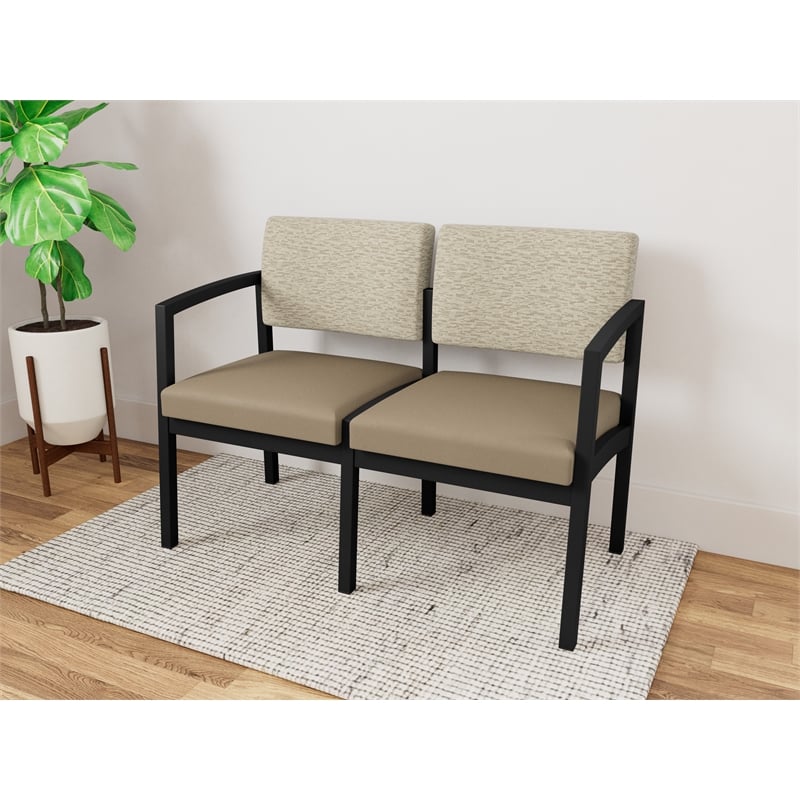 Lesro Industries Steel Waiting Reception 2 Seat Sofa Steel Frame in Brown