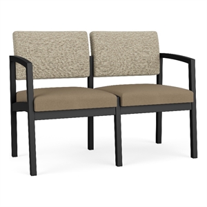 Lesro Industries Steel Waiting Reception 2 Seat Sofa Steel Frame in Brown