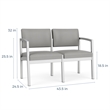 Lesro Industries Steel Waiting Reception 2 Seat Sofa Steel Frame in Blue