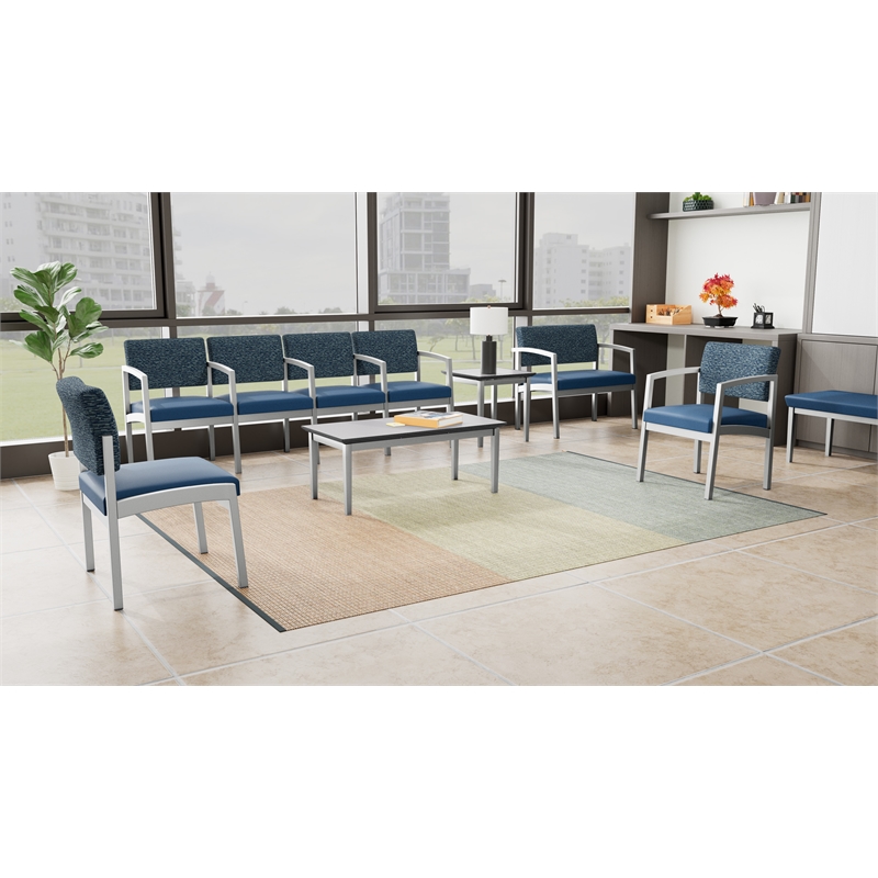 Lesro Industries Steel Waiting Reception 2 Seat Sofa Steel Frame in Blue