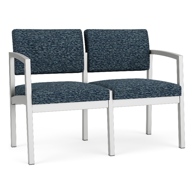 Lesro Industries Steel Waiting Reception 2 Seat Sofa Steel Frame in Blue