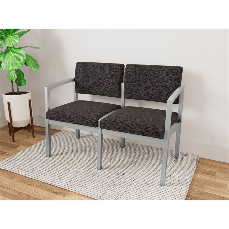 Lesro Industries Steel Waiting Reception 2 Seat Sofa Steel Frame in Black