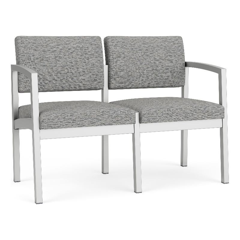 Lesro Industries Steel Waiting Reception 2 Seat Sofa Steel Frame in Black