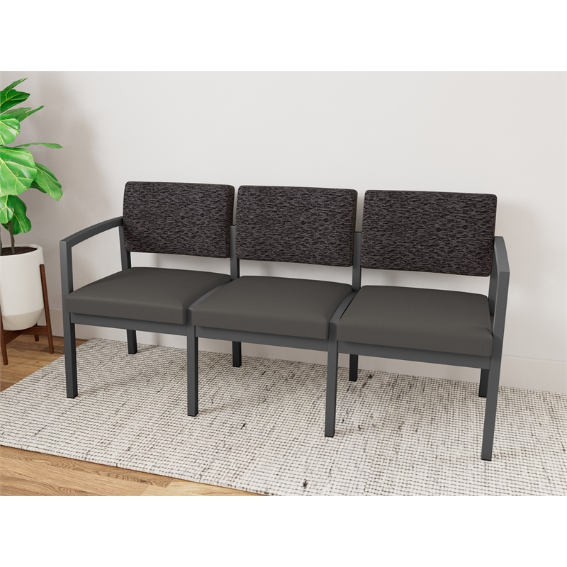 Lesro Industries Steel Waiting Reception 3 Seat Sofa Steel Frame in Gray