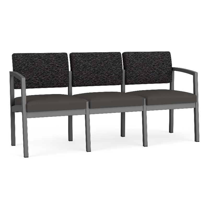 Lesro Industries Steel Waiting Reception 3 Seat Sofa Steel Frame in Gray