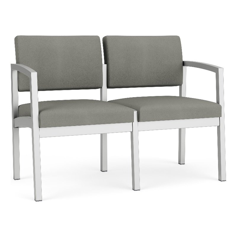 Lesro Industries Steel Waiting Reception 2 Seat Sofa Steel Frame in Gray