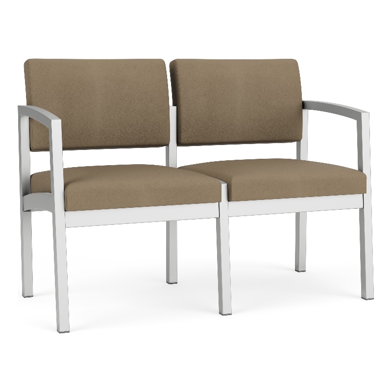 Lesro Industries Steel Waiting Reception 2 Seat Sofa Steel Frame in Brown