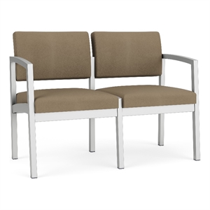 Lesro Industries Steel Waiting Reception 2 Seat Sofa Steel Frame in Brown