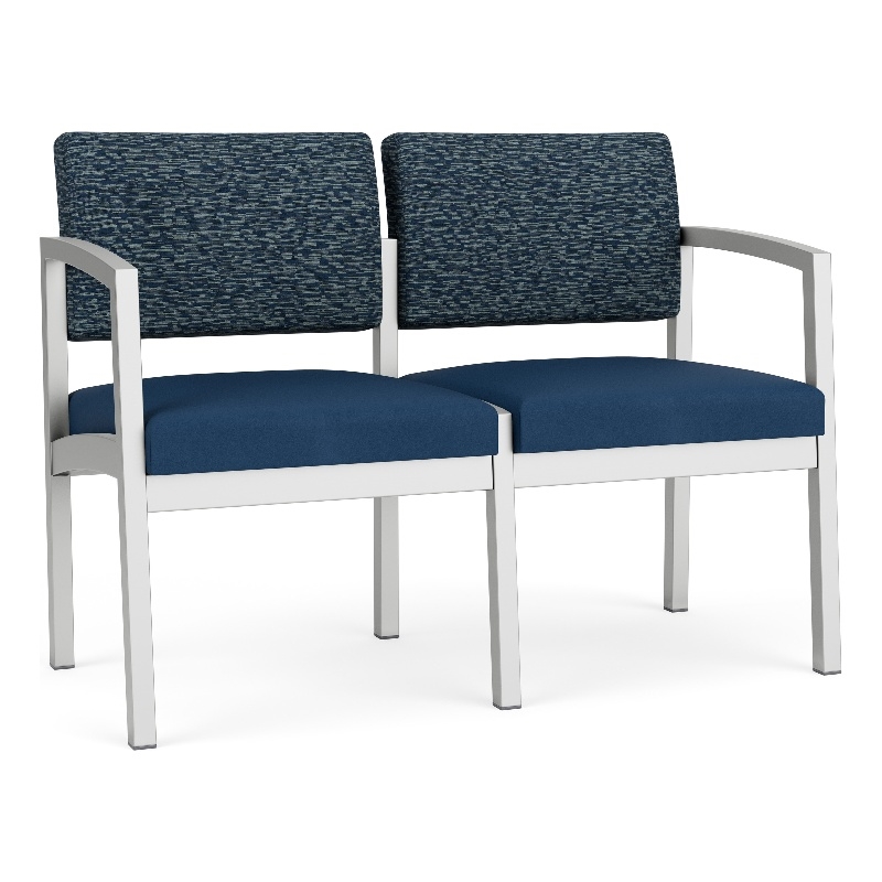 Lesro Industries Steel Waiting Reception 2 Seat Sofa Steel Frame in Blue