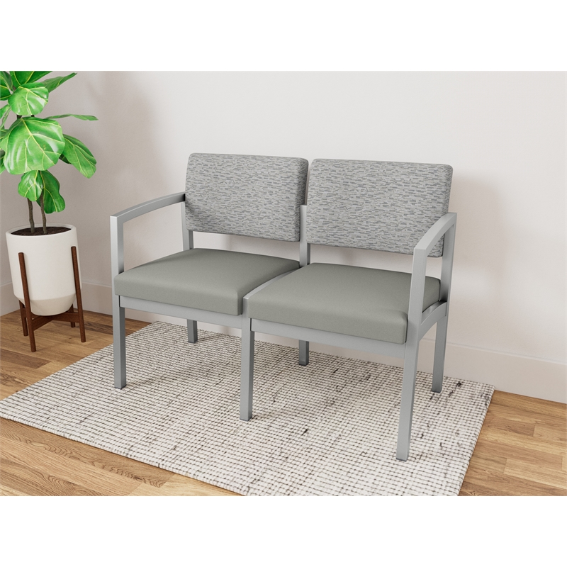 Lesro Industries Steel Waiting Reception 2 Seat Sofa Steel Frame in Gray